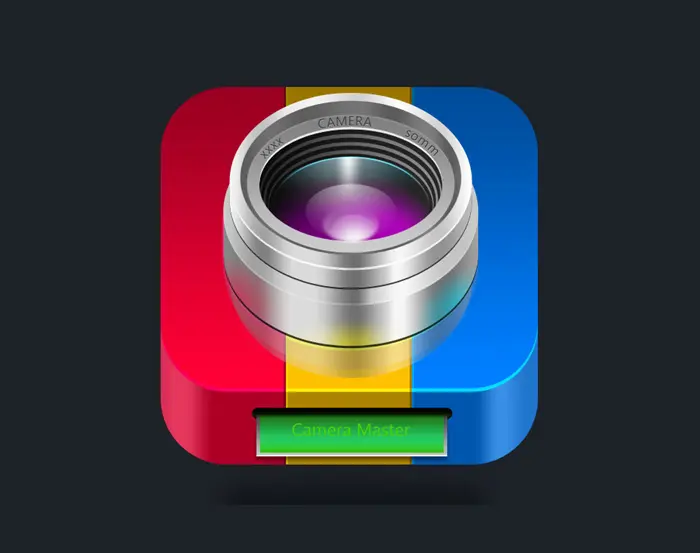 Photoshop制作精致漂亮的彩色立体相机图标