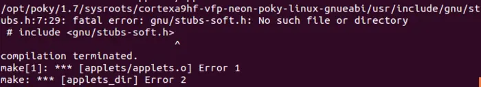 交叉编译BusyBox 构建根文件系统出错fatal error: gnu/stubs-soft.h: No such file or directory