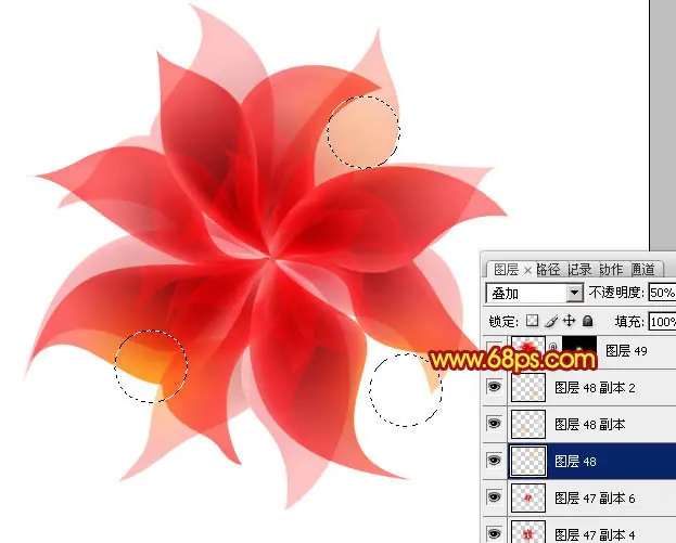 Photoshop设计制作出非常漂亮的梦幻红色透明丝质花朵