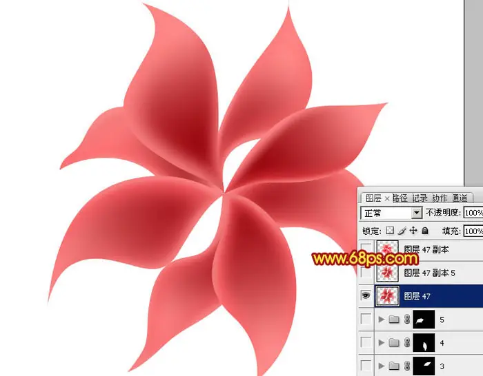 Photoshop设计制作出非常漂亮的梦幻红色透明丝质花朵